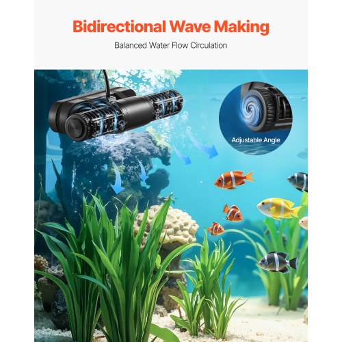 Aquarium Wave Maker 15W 1428 GPH Adjustable Cross Flow Pump with Controller