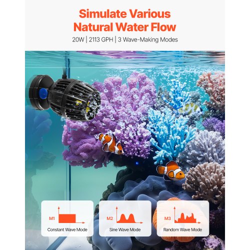 Aquarium Wave Maker 20W 2113 GPH Quiet and Strong DC Powerhead Adjustable