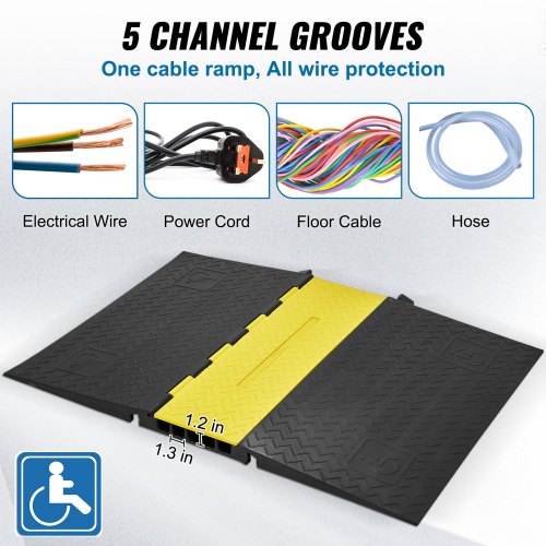 Rubber Cable Guard 5Channel 22000 lbs per Axle Load Capacity Durable