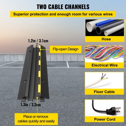 Cable Protector Ramp 4 Packs 2 Channels Speed Bump Hump Rubber Modular