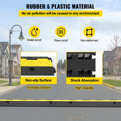 Cable Protector Ramp 4 Packs 2 Channels Speed Bump Hump Rubber Modular