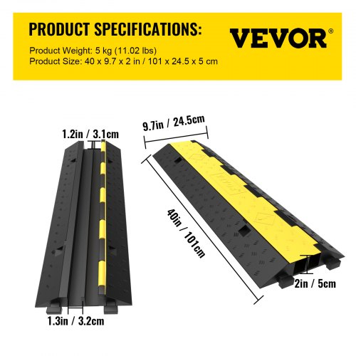 Cable Protector Ramp 4 Packs 2 Channels Speed Bump Hump Rubber Modular