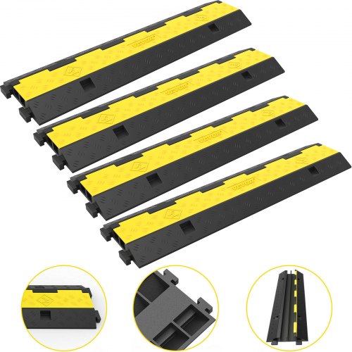 Cable Protector Ramp 4 Packs 2 Channels Speed Bump Hump Rubber Modular