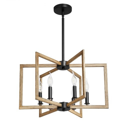6Light Chandelier Metal Farmhouse Chandelier Adjustable Height Dining