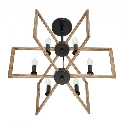 6Light Chandelier Metal Farmhouse Chandelier Adjustable Height Dining