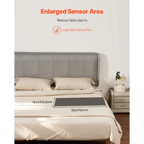 Bed Alarm System for Elderly Adults 14 x 30inch Wireless Bed Sensor Pad
