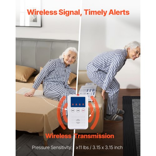 Early Alert Bed Alarm System Wireless Bed and Chair Sensor Pad with Call