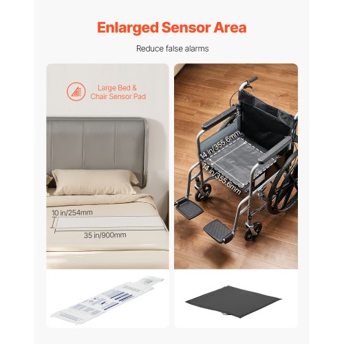 Early Alert Bed Alarm System Wireless Bed and Chair Sensor Pad with Call