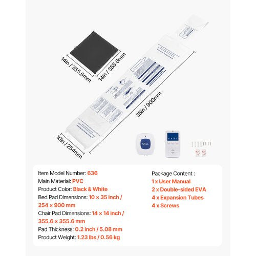 Early Alert Bed Alarm System Wireless Bed and Chair Sensor Pad with Call