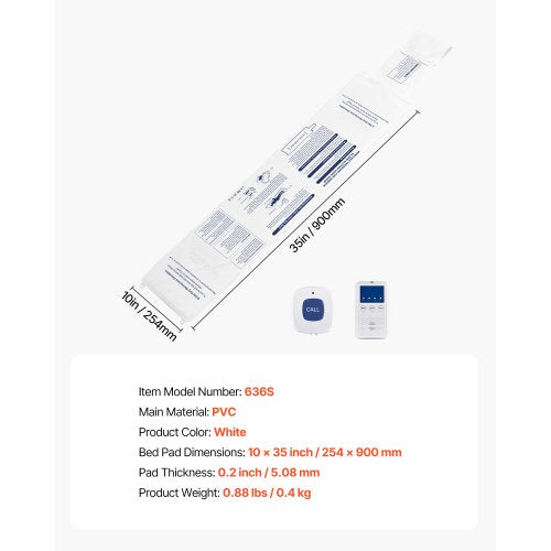 Early Alert Bed Alarm System Wireless Bed Sensor Pad with Call Button