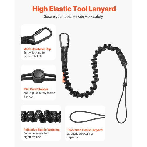 5 Pack Tool Lanyard Safety Fall Protection Tools Leash with Aluminum Screw