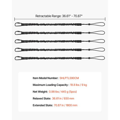 5 Pack Tool Lanyard Safety Fall Protection Tools Leash with Aluminum Screw