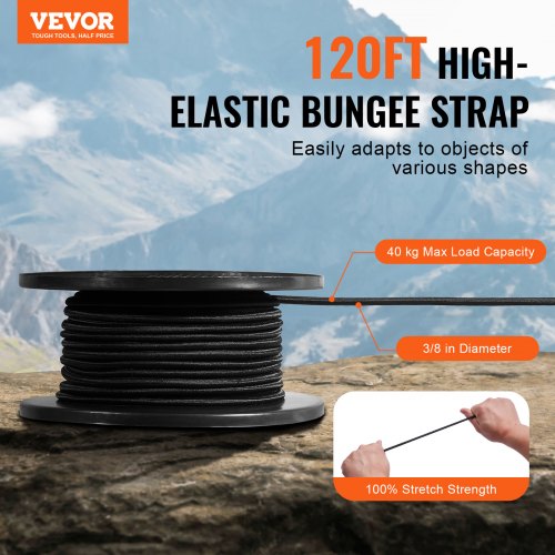 38in Bungee Cord 120 ft36 m Spool Heavy Duty Bungee Straps 100 Stretch