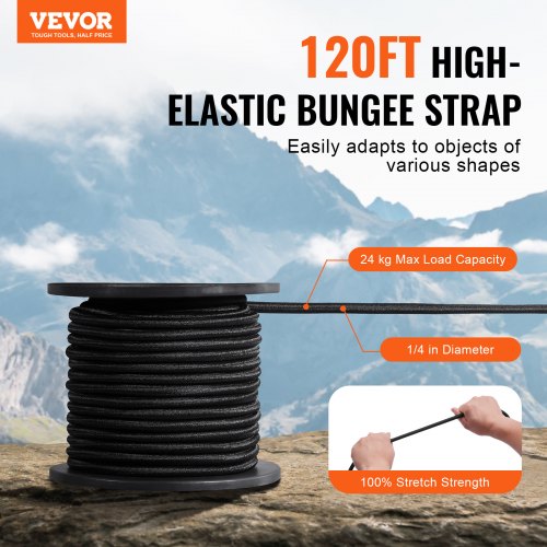 14in Bungee Cord 120 ft36 m Spool Heavy Duty Bungee Straps 100 Stretch
