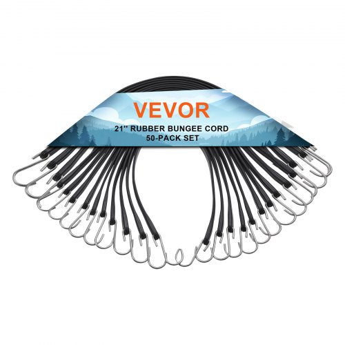 50 Pcs Flat Bungee Cord Set 19.8 mm Heavy Duty Bungee Straps with SHook