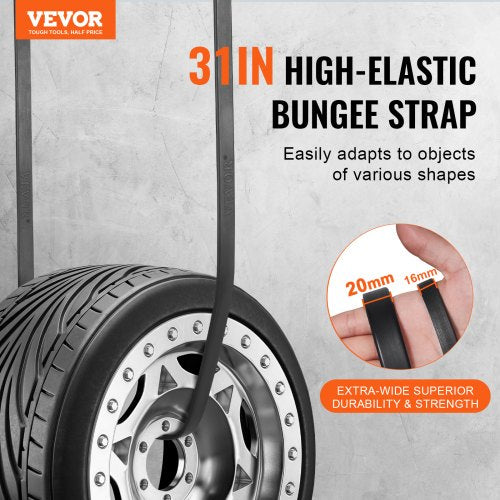 50 Piece Flat Bungee Cord 19.8 mm Heavy Duty Bungee Straps with Steel
