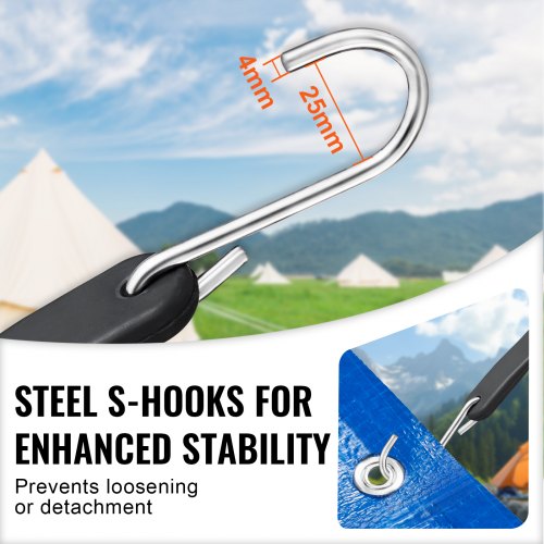 50 Piece Flat Bungee Cord 19.8 mm Heavy Duty Bungee Straps with Steel