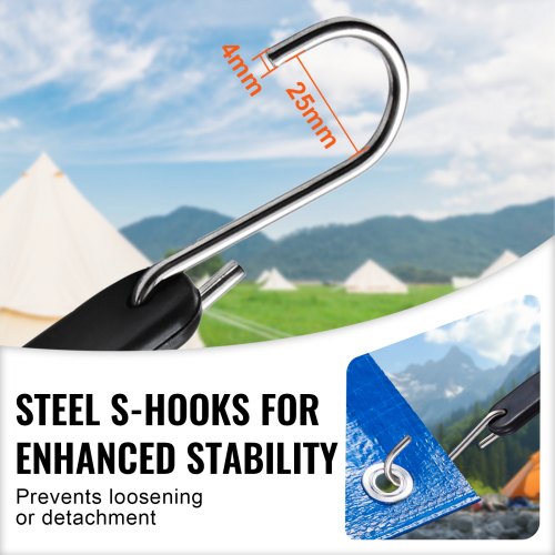 10 Piece Flat Bungee Cord 20 mm Heavy Duty Bungee Straps with Steel