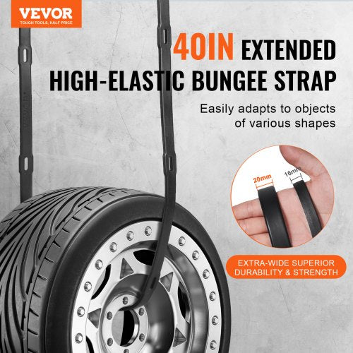 4 Piece Flat Bungee Cord 20 mm Heavy Duty Bungee Straps with Steel SHooks