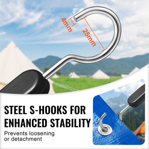 4 Piece Flat Bungee Cord 20 mm Heavy Duty Bungee Straps with Steel SHooks
