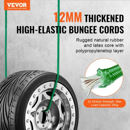 32 Piece Bungee Cords Assortment 8 mm Heavy Duty Bungee Straps with A3