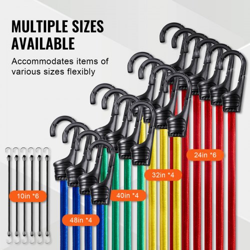 32 Piece Bungee Cords Assortment 8 mm Heavy Duty Bungee Straps with A3