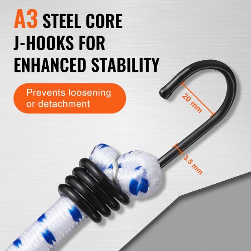 6 Piece Bungee Cords with A3 Steel Hooks 72 Inch Heavy Duty Bungee Straps