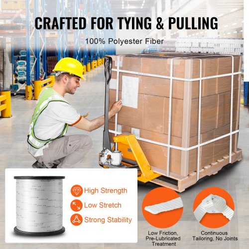 Polyester Pull Tape 12 X 5249 Mule Flat Rope 1250 Lbf Tensile Capacity Printed
