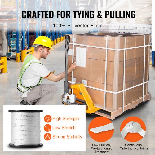 Polyester Pull Tape 12 x 528 Mule Tape Flat Rope 1250 lbf Tensile