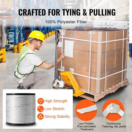 Polyester Pull Tape 1 X 2103 Mule Flat Rope 6000 Lbf Tensile Capacity Printed