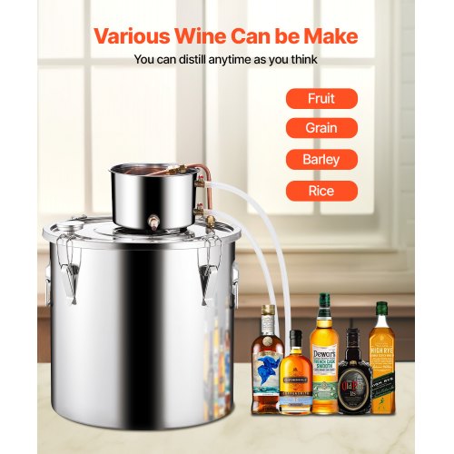 Alcohol Still 13.2 Gal 50 L Stainless Steel Water Alcohol Distiller with Copper