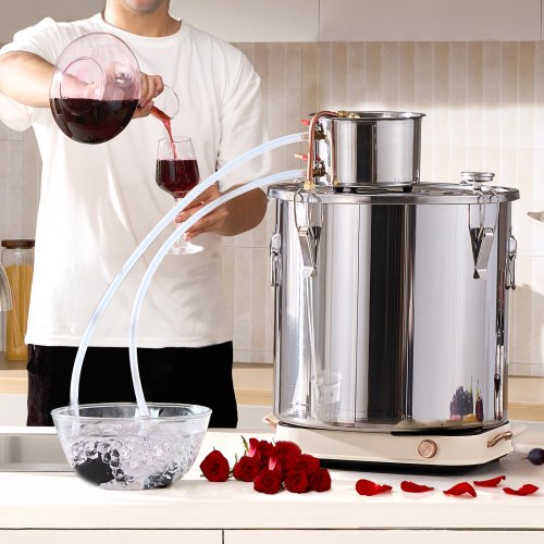 Alcohol Still 13.2 Gal 50 L Stainless Steel Water Alcohol Distiller with Copper