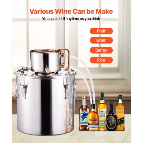Alcohol Still 8 Gal 30 L Stainless Steel Water Alcohol Distiller with Copper