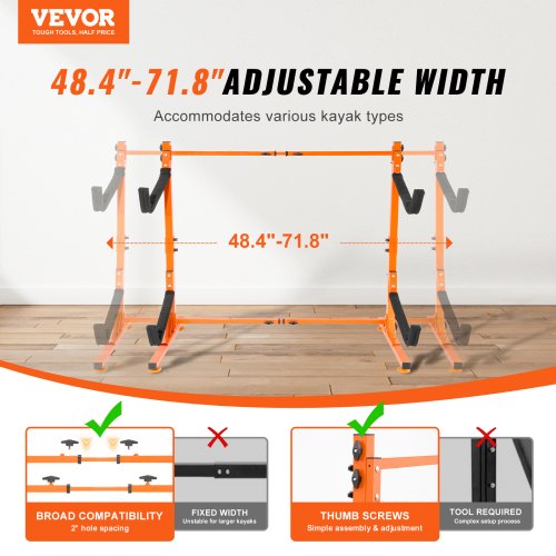 Freestanding Kayak Storage Rack Kayak Stand for 2 Kayak Canoe Paddleboard