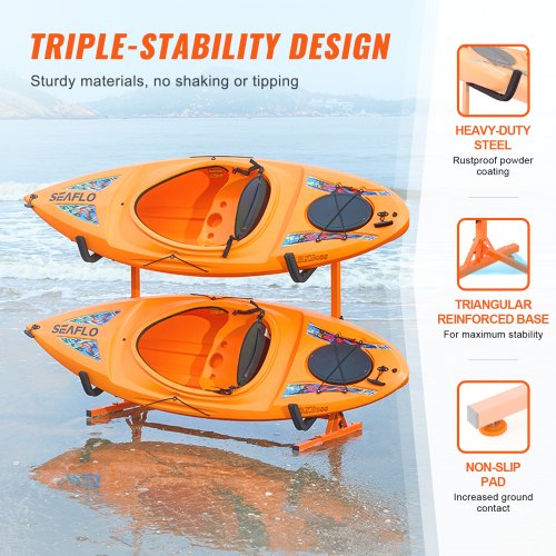 Freestanding Kayak Storage Rack Kayak Stand for 2 Kayak Canoe Paddleboard