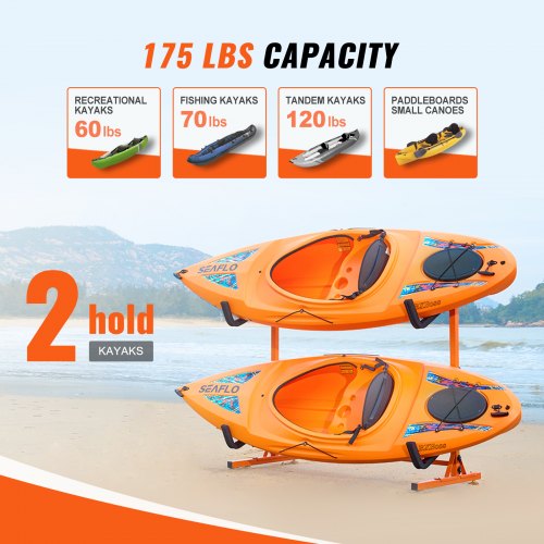 Freestanding Kayak Storage Rack Kayak Stand for 2 Kayak Canoe Paddleboard