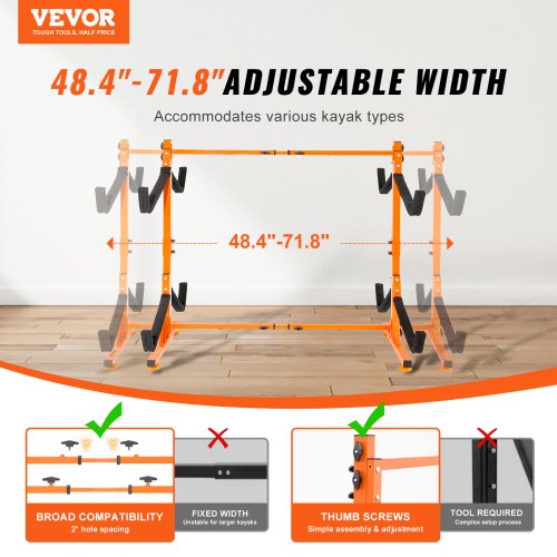 Freestanding Kayak Storage Rack Kayak Stand for 4 Kayak Canoe Paddleboard