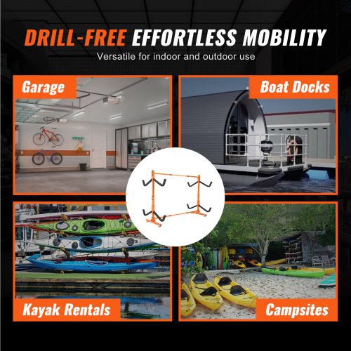 Freestanding Kayak Storage Rack Kayak Stand for 4 Kayak Canoe Paddleboard