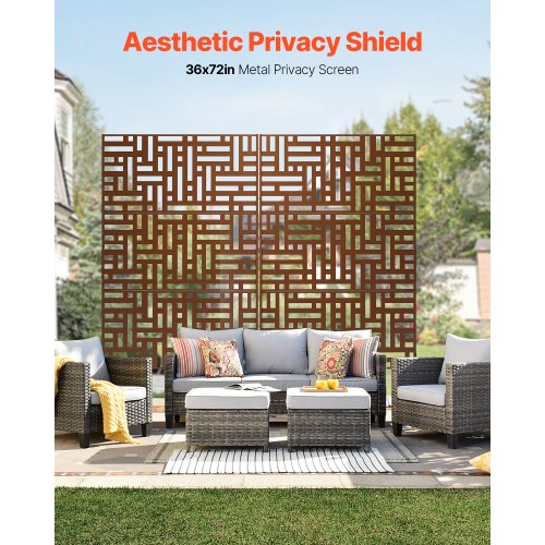 Metal Privacy Screen 36 W X 72 H Outdoor Screens Panels Freestanding Divider