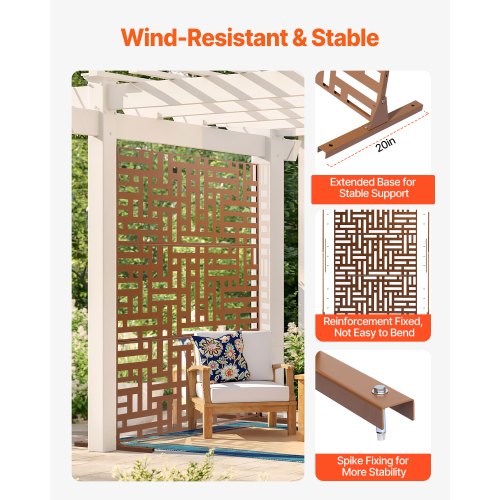 Metal Privacy Screen 36 W X 72 H Outdoor Screens Panels Freestanding Divider
