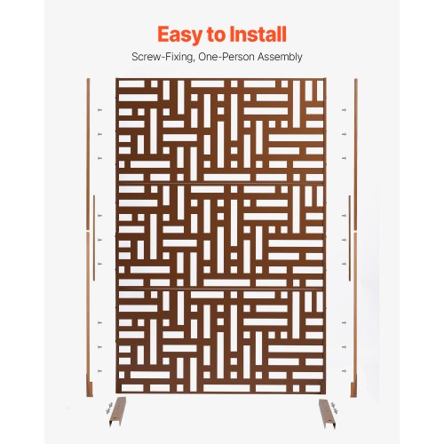 Metal Privacy Screen 36 W X 72 H Outdoor Screens Panels Freestanding Divider