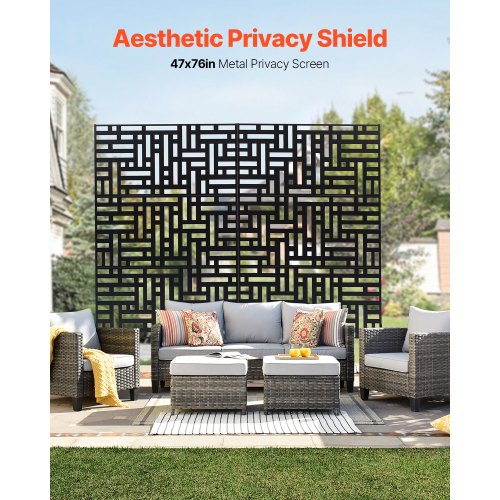 Metal Privacy Screen 47 W x 76 H Outdoor Privacy Screens 3Panel