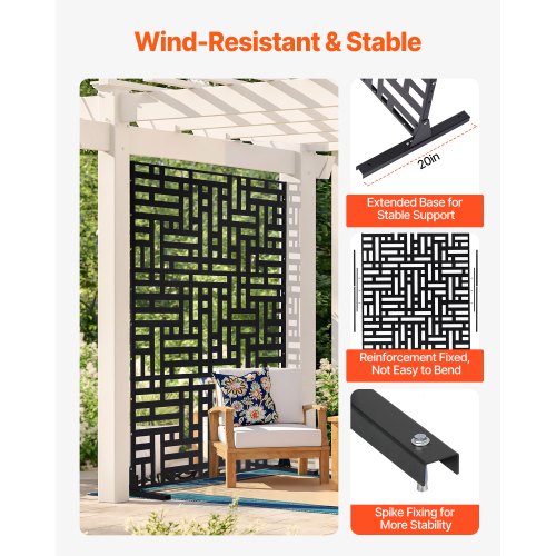Metal Privacy Screen 47 W x 76 H Outdoor Privacy Screens 3Panel