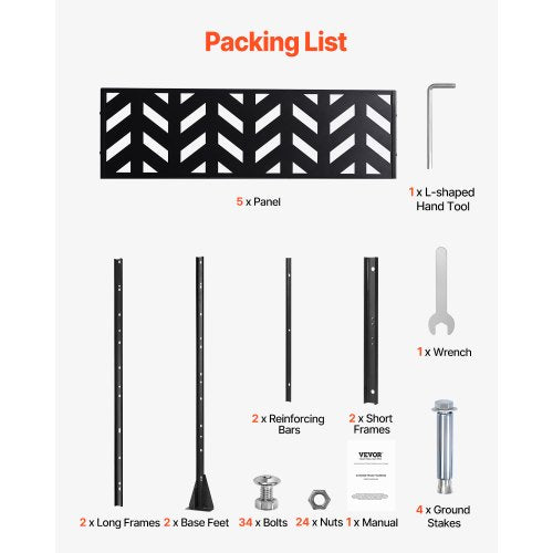 Metal Privacy Screen 47 W x 72 H Outdoor Privacy Screens 5Panel