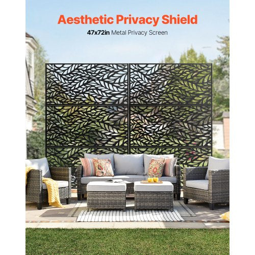 Metal Privacy Screen 47 W X 72 H Outdoor Screens Panels Freestanding Divider