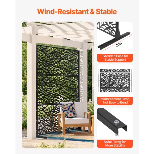 Metal Privacy Screen 47 W X 72 H Outdoor Screens Panels Freestanding Divider