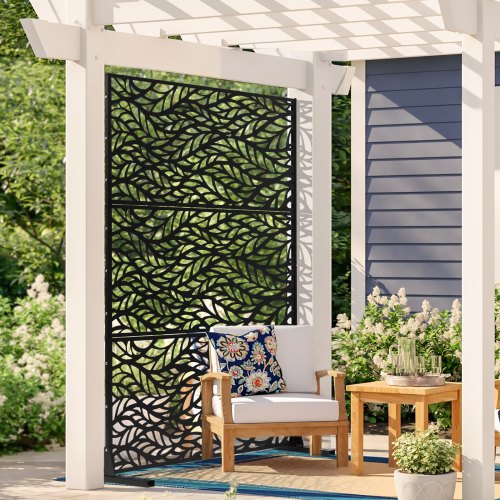 Metal Privacy Screen 47 W X 72 H Outdoor Screens Panels Freestanding Divider