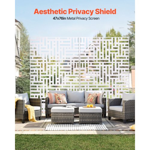 Metal Privacy Screen 47 W x 76 H Outdoor Privacy Screens 3Panel