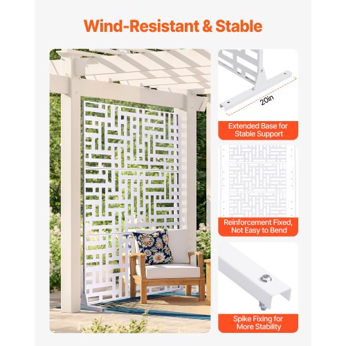 Metal Privacy Screen 47 W x 76 H Outdoor Privacy Screens 3Panel