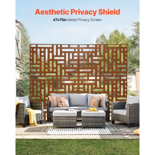 Metal Privacy Screen 47 W x 76 H Outdoor Privacy Screens 3Panel